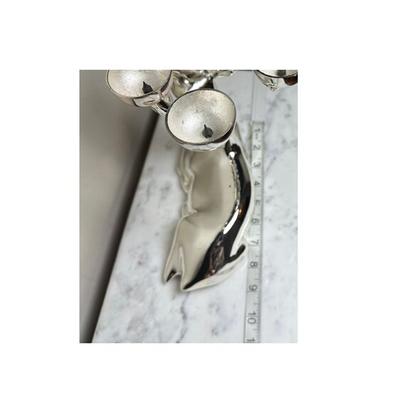 Crate and Barrel Christmas Reindeer Set 6 Round Candle Holder Silver Color Home - Picture 7 of 9